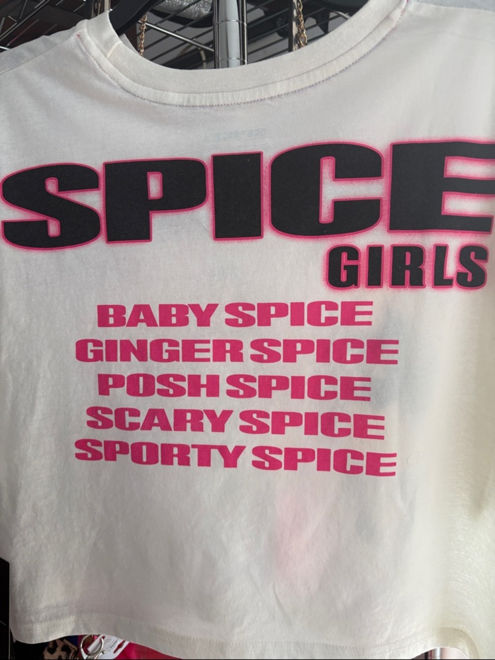 Spice Girls Graphic Tee crop top white White with Pink & Black Y2K - Picture 3 of 5